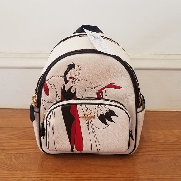 New Coach Disney X Coach Mini Court Backpack With Cruella Motif - Picture 1 of 12